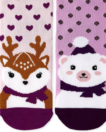 Girls Winter Critter Crew Socks 6-Pack