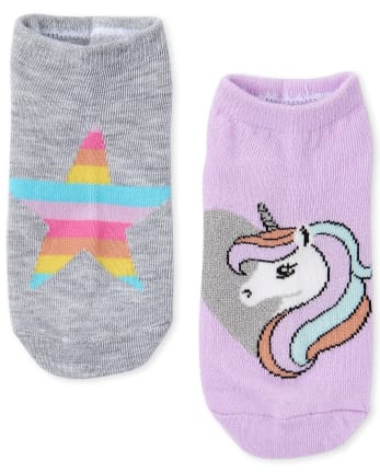 Calcetines tobilleros con diseño de unicornio y arcoíris para niñas, paquete de 6
