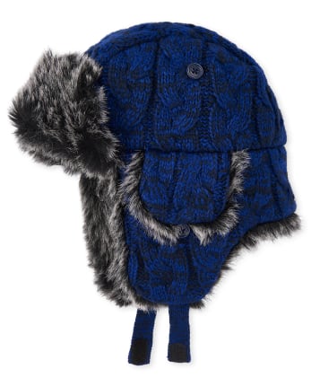 Boys Cable Knit Trapper Hat