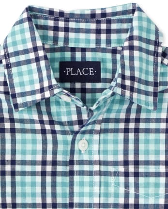 Boys Plaid Poplin Button Down Shirt