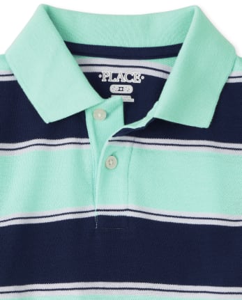 Boys Striped Pique Polo