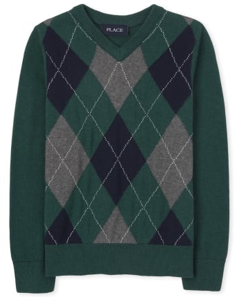 Boys Argyle V Neck Sweater