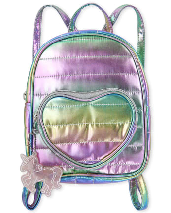 Girls Metallic Quilted Heart Mini Backpack