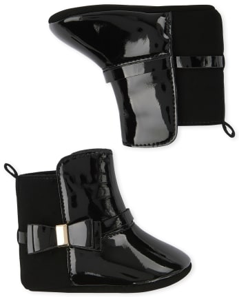 Baby Girls Bow Faux Patent Leather Boots