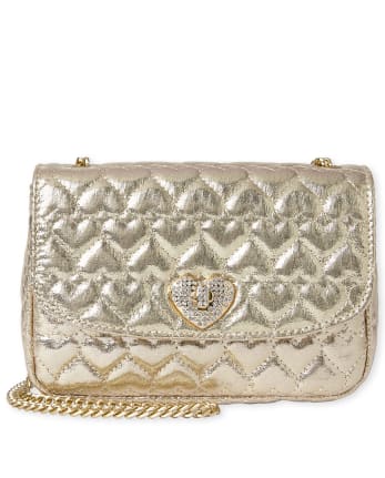 Girls Glitter Heart Quilted Bag