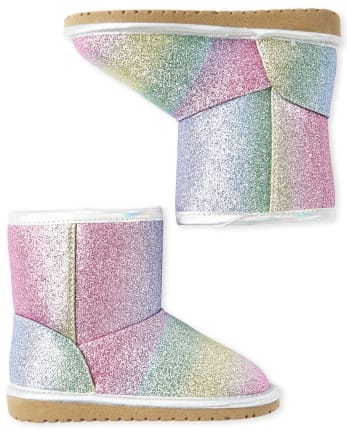 Botas de arcoíris brillantes para niñas pequeñas