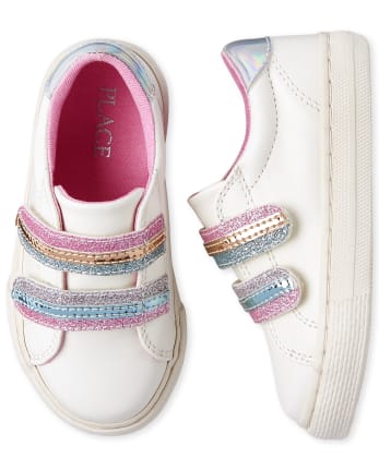 Toddler Girls Glitter Striped Low Top Sneakers