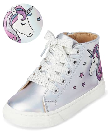 Toddler Girls Iridescent Unicorn Hi Top Sneakers
