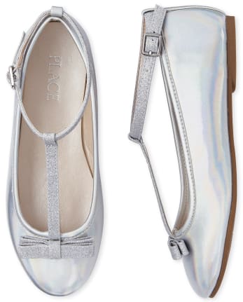 Bailarinas con tira en T y purpurina metalizada para niñas