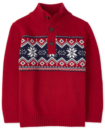 Toddler Boys Fairisle Mock Neck Sweater