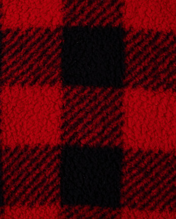 Toddler Boys Buffalo Plaid Sherpa Cozy Zip Up Hoodie