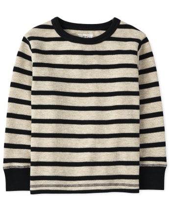 Toddler Boys Striped Thermal Top