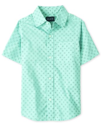 Chemise boutonnée en popeline imprimée pour garçon