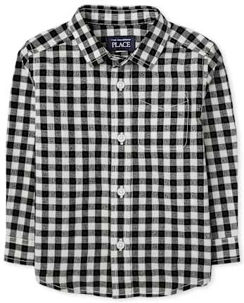 Toddler Boys Gingham Poplin Button Down Shirt