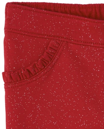 Baby And Toddler Girls Glitter Ruffle French Terry Jeggings