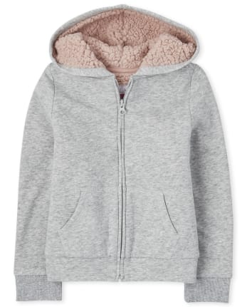 Sweat à capuche zippé en sherpa métallisé pour filles
