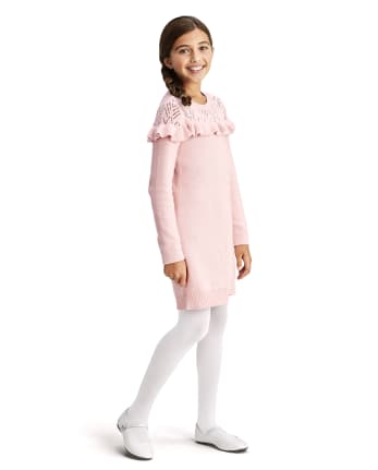 Vestido de suéter con volantes para niñas