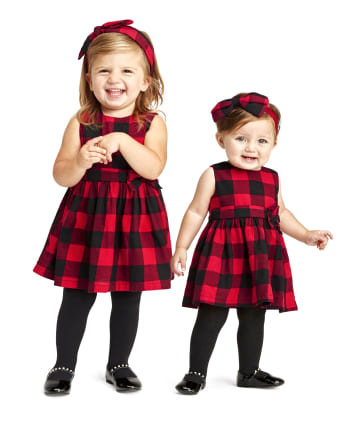 Toddler Girls Matching Family Buffalo Plaid Fit And Flare Dress