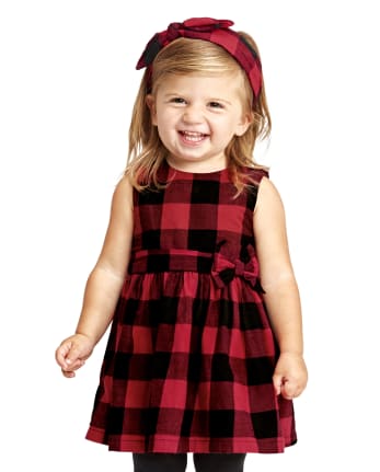 Toddler Girls Matching Family Buffalo Plaid Fit And Flare Dress