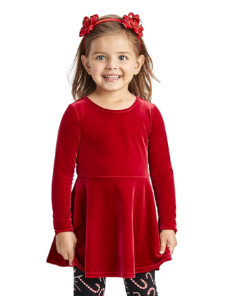 Baby And Toddler Girls Velour Bow Back Dress
