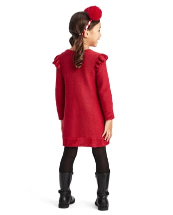 Girls long sleeve sweater dress clearance