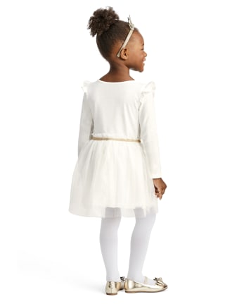 Vestido tutú de princesa de la nieve con purpurina para niñas pequeñas