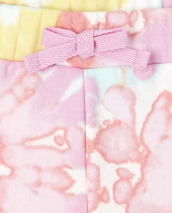 Conjunto de traje de teñido anudado de unicornio para niñas pequeñas