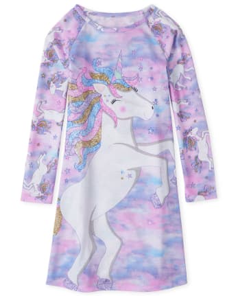 The Childrens Place Girls Big Long Sleeve Night Gown 
