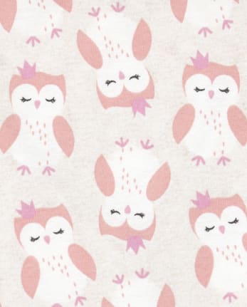 Girls Owl Snug Fit Cotton Pajamas