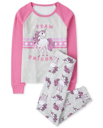 NWT The Children's Place Unicorn Squad Girls Short Sleeve Cotton Pajamas Set 