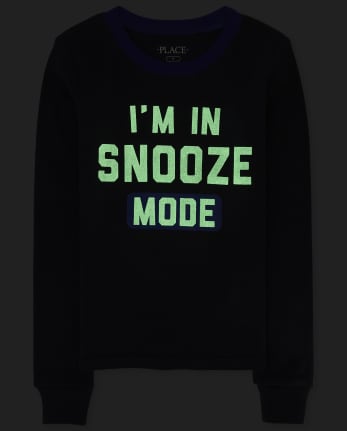 Boys Glow Snooze Mode Snug Fit Cotton Pajamas