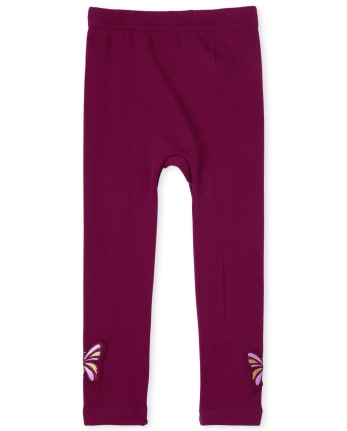 Leggings con forro polar de mariposa para niñas pequeñas