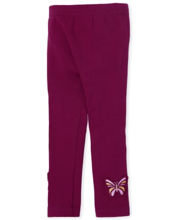 Leggings con forro polar de mariposa para niñas pequeñas
