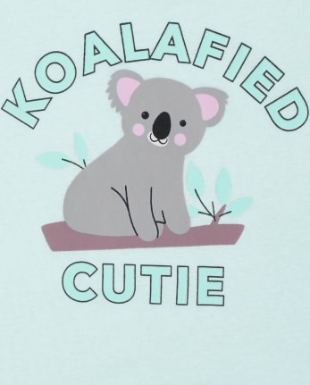 Pijama de algodón ajuste Koala manga larga para bebés y niñas pequeñas "Koalafied To Up Late" | The Children's Place - CRYSTALMNT