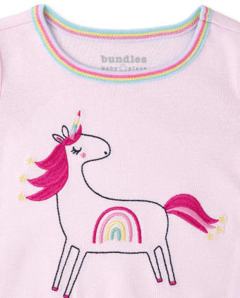 Paquete de 2 pijamas de algodón ajustados con unicornio para bebés y niñas pequeñas