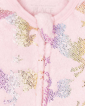 Pijama de una pieza de forro polar de unicornio para bebés y niñas pequeñas