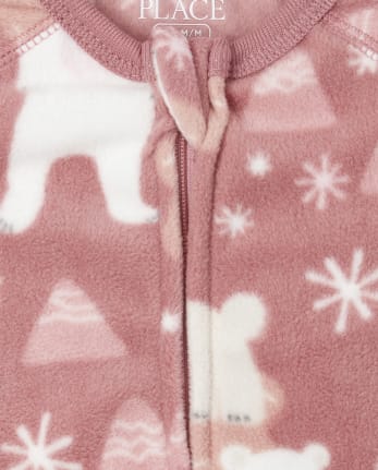 Pijama de una pieza de polar con oso polar para bebés y niñas pequeñas