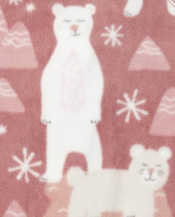 Baby And Toddler Girls Polar Bear Fleece One Piece Pajamas