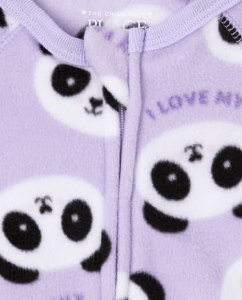 Baby And Toddler Girls Long Sleeve Panda Fleece Footed One Piece ...
