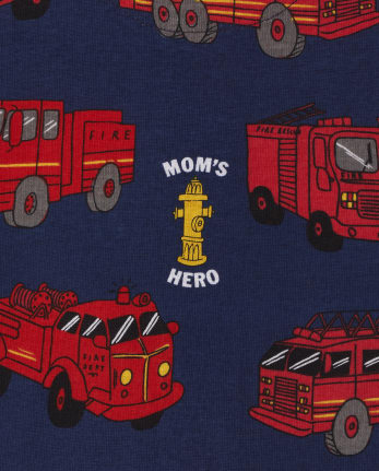 Pijama de una pieza de algodón con ajuste ceñido para bebés y niños pequeños Camión de bomberos