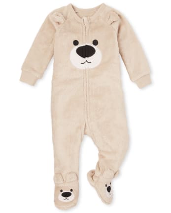 Baby And Toddler Boys Bear Fleece One Piece Pajamas