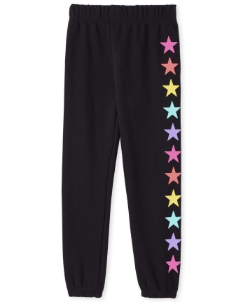 Girls Active Rainbow French Terry Jogger Pants