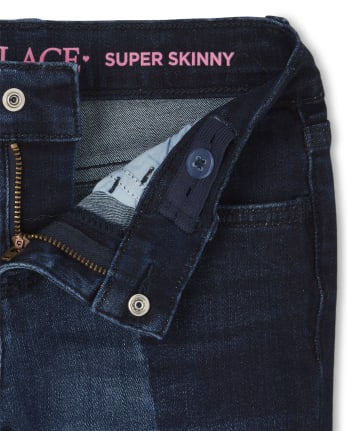 Girls Two Tone Frayed Hem Super Skinny Jeans