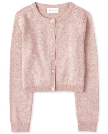 Girls Long Sleeve Metallic Cardigan PINK TINGE The Children s Place