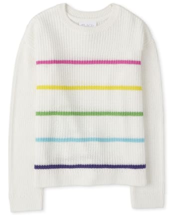 Girls Rainbow Striped Sweaters