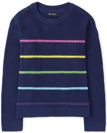 Pulls à rayures arc-en-ciel Fille