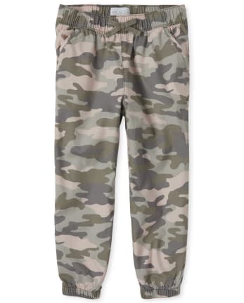 Girls Woven Pull On Camo Jogger Pants