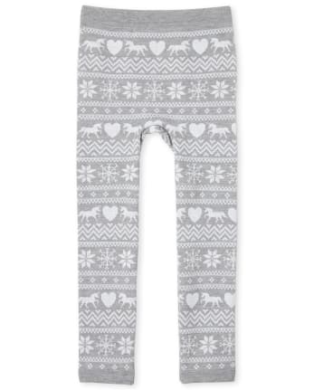 Girls Fairisle Fleece Lined Leggings