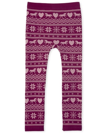 Girls Fairisle Fleece Lined Leggings