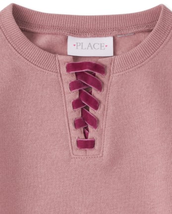 Girls Active Lace Up French Terry Sweatshirt